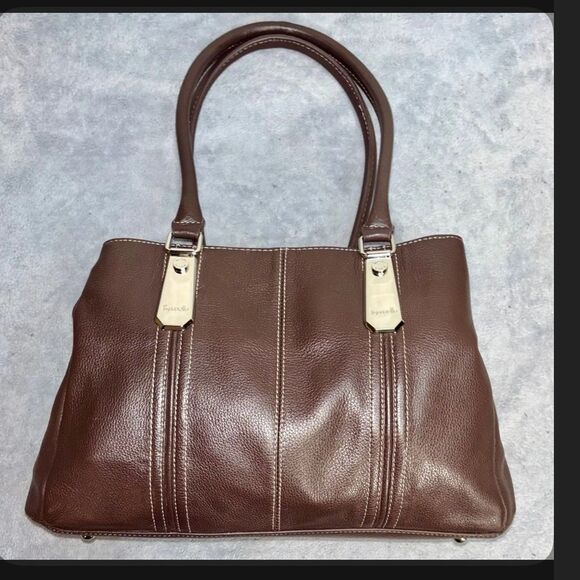 090-Tignanello Brown pebbles Leather shoulder bag - Picture 1 of 3